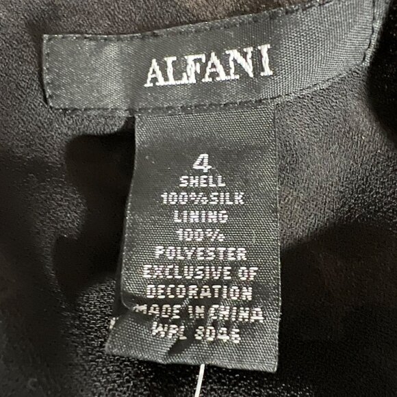 Alfani Black Sheer Overlay 100% Silk Dress  NWT‎ Size 4 - Picture 5 of 10